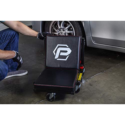 Powerbuilt 2-in-1 Rolling Creeper Seat Converts from High to Low Roller Seat, Fast, Tool-Free Conversion, Garage, Shop, Brake Jobs, Washing, Detailing, Maintenance, Thick Pad, 3-in. Casters - 240298 - style: 2-in-1