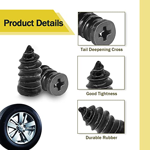 60PCS Tire Repair Rubber Nail, Vacuum Tire Repair Kits Spiral Rubber Nails, Tire Screw Plug Fast Tool Self Service Tire Repair Nail for car, Motorcycle, Truck, Tractor Tire Puncture Repair - color: 60Pcs