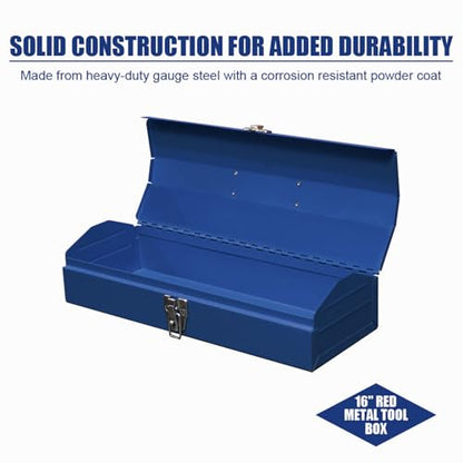 Portable Tool Box, Metal Tool Box, 4 Non-Slip Foot Pads, Ideal for Trailer, Mechanic, DIY-ers, Car Toolbox, Workshops, Garages, Repair Shops,Blue - size: 1P-Blue