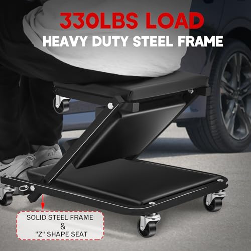 Foldable Z Creeper 2 in 1 Rolling Seat for Garage Shop Auto Repair | 36 inch Black Automotive Creeper for Workshop Warehouse 330LBS Capacity - style: 36inch-Black