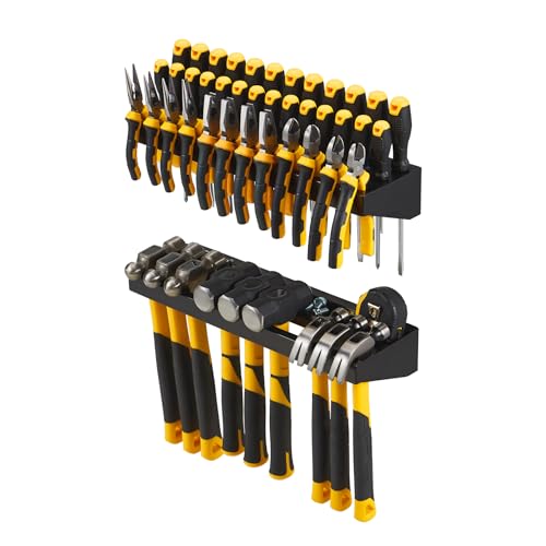 Wall Mount Hand Tool Organizer, Screwdriver Organizer, Pliers Holder, Hammer Rack, 2 Pcs Set Heavy Duty Utility Storage Rack for Garage, Workshop (Black) - color: BLACK