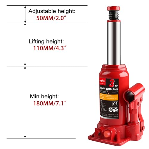 3 Ton 6000lb Hydraulic Bottle Jack Portable Lift Support Floor Jack for Auto Pickup Truck RV Repair with Carrying Storage Jack Pad - size: 3Ton 6000lb