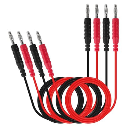 2Pack 4mm Banana Plug Test Leads Dual-Ended Multimeter Electrical 4mm Banana-Plug Silicone Flexible Copper Cable 1 Meter for Multimeter & Oscilloscope Testing - color: 2set banana to banana