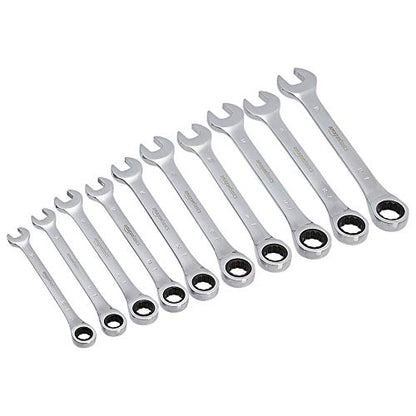 Amazon Basics High Torque Ratcheting Wrench Set, 10-Piece - size: 10-Piece, style: High Torque Gear