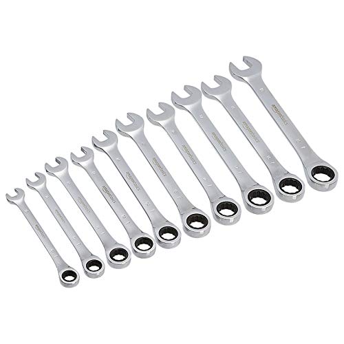 Amazon Basics High Torque Ratcheting Wrench Set, 10-Piece - size: 10-Piece, style: High Torque Gear
