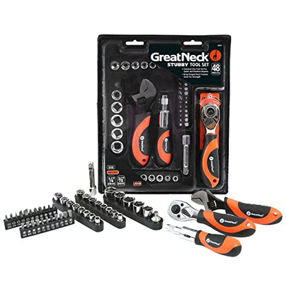 GreatNeck 48-Piece Multi Drive Stubby Mechanics Tool Set, Metric and SAE - style: 48-Piece Stubby Set