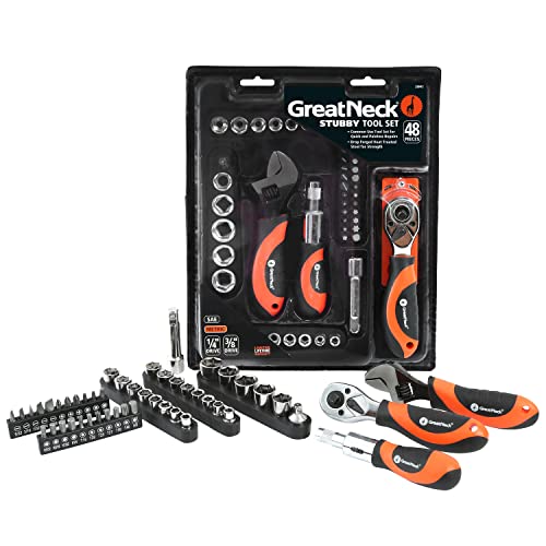 GreatNeck 48-Piece Multi Drive Stubby Mechanics Tool Set, Metric and SAE - style: 48-Piece Stubby Set