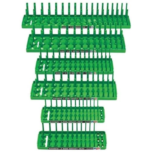 Hansen Global 3 Row Socket Holder, Green, Pack of 6 (92014) - color: Green