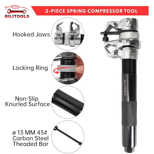 BILITOOLS 2-Piece Coil Spring Compressor Tool and 17-Piece Pass Through Socket Set