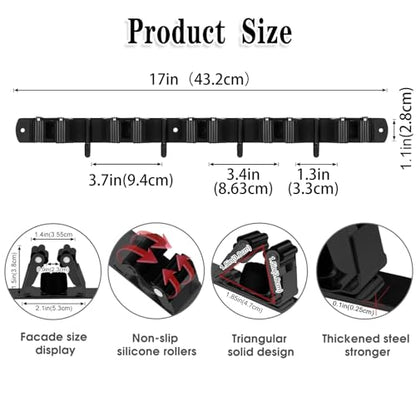 2 Pack Black Broom Holder Wall Mount, 5 Racks 4 Hooks Mop and Broom Holder | Mop Holder Wall Mount and Broom Hanger for Garage, Laundry Room, Kitchen and Utility Storage - color: 5 Racks & 4 Hooks (Black) - 2 Pack