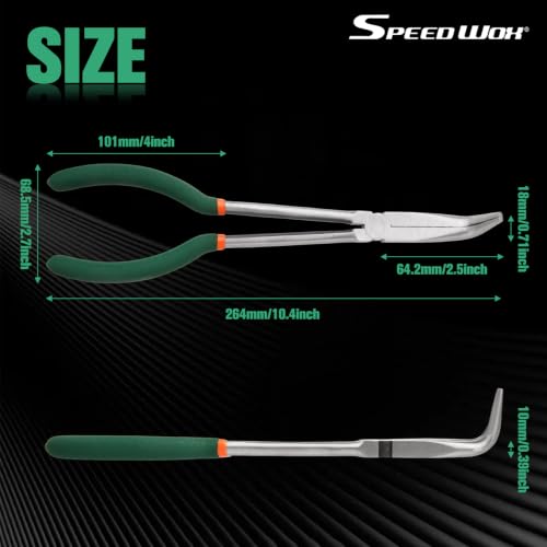 SPEEDWOX Long Reach Bent Nose Pliers 10 Inches 90 Degree Intermeshed Teeth Precision Fine Pliers for Hard to Reach Narrow Spaces High Leverage Reduce Efforts Non-slip Handle - style: 90°Bent Nose Pliers
