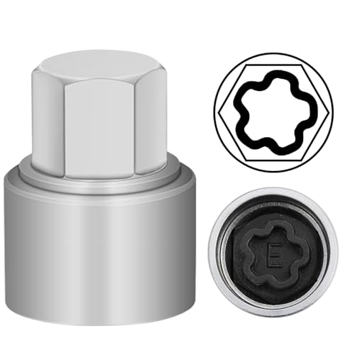 E Wheel Locking Nut Key Compatible with Audi Series, (Socket OD 27mm - ID 25mm), Wheel Lock Nut Socket Adapter, Wheel Anti-Theft Lug Nut Removal Tool, Anti-Theft Screw Remover - size: Socket E
