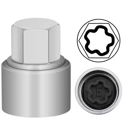 E Wheel Locking Nut Key Compatible with Audi Series, (Socket OD 27mm - ID 25mm), Wheel Lock Nut Socket Adapter, Wheel Anti-Theft Lug Nut Removal Tool, Anti-Theft Screw Remover - size: Socket E
