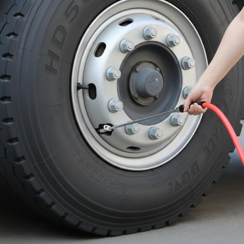 DYNAMIC POWER Truck Tire Inflator Kit- 3/8" X 50' Air Hose with Universal Gladhand & Chuck (RED), D-PVC38-50-04
