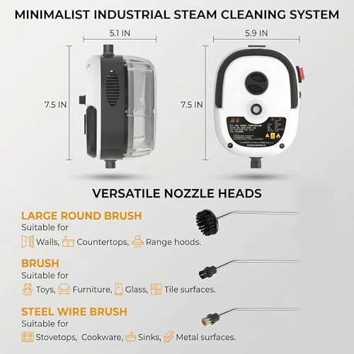2500w Handheld High-Temperature Pressurized Steam Cleaner High Pressure Temperature Multi Purpose Heavy Duty Portable with Attachments for Car Engine Home Multi-surface 1000ml(White) - color: White