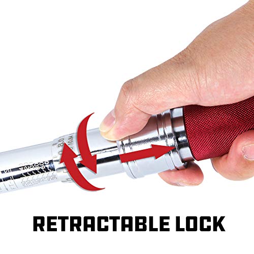 Powerbuilt Micrometer Torque Wrench, 1/2 Inch Drive, Dual Scale, Working Range 30 to 150 Ft-Lbs, Retractable Lock, Storage Case - 649974 - style: Micrometer