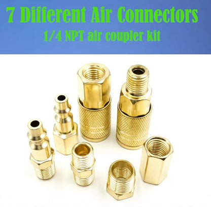 55PCS 1/4" NPT Quick Connect Coupler Plug Assortment Set, Air Hose Fittings | includes couplers and plugs for various pneumatic tools. Perfect for automotive, woodworking, and industrial DIY applications