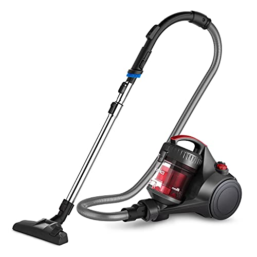 Eureka Bagless Canister Vacuum Cleaner, Lightweight Vacuum for Home, Red | NEN110D WhirlWind, Lightweight, Power Suction, ≤82 dBA. HEPA, 2.5L Dust Container, 2-in-1 Vac for Hard Floors, Carpets - color: Red