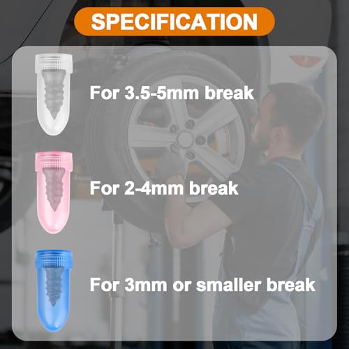 Tire Plug Kit 100PCS Tire Repair Screws,Include 3 Sizes of Screw in Tires Plugs & Screwdriver
