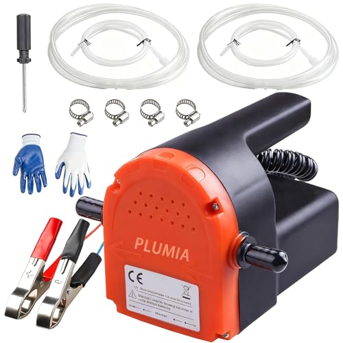 PLUMIA 12V 100W Oil Extractor Pump, Electric Fluid Transfer Pump for Engine Oil Change, Dipstick Suction Pump for Car, Boat, Motorcycle, Lawn Mower & ATV, Complete Kit