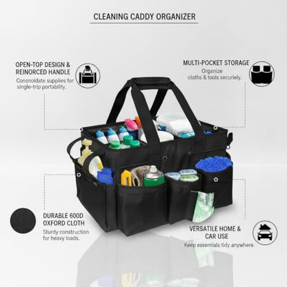 Fits Standard Spray Bottles Cleaning Caddy, Portable 600D Oxford Tool Organizer with Handle for Home and Car Detailing