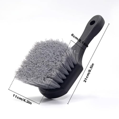 3 Pcs Car Wheel & Tire Cleaning Brush Set, Soft & Medium Bristle Brushes for Auto Detailing, Long Handle Rim and Barrel Cleaning Kit for Cars, Trucks and SUVs