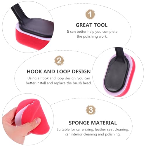 Didiseaon 5pcs Car Tire Waxing Brush Set with Handle, Auto Wax Applicator Sponge Pads for Wheel Cleaning and Polishing, Sturdy Car Care Tool for Tire Shine and Detailing