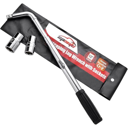 EPAuto Telescoping Lug Wrench, Wheel Wrench, CR-V Sockets (17/19, 21/22mm) | Wheel with CR-V Sockets (17/19, 21/22mm)