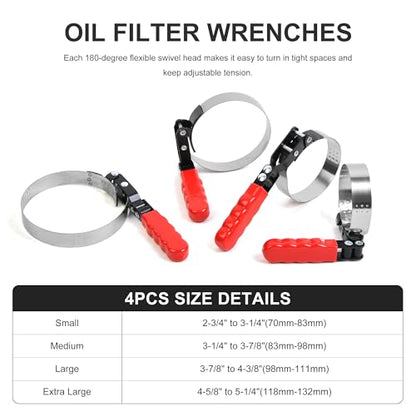 7PCS Oil Filter Wrench Set, Oil Filter Removal Tool with 2-3/4" - 5-1/4", 9" & 12" Adjustable Oil Filter Pliers and Adjustable 3-Jaw Oil Filter Wrench