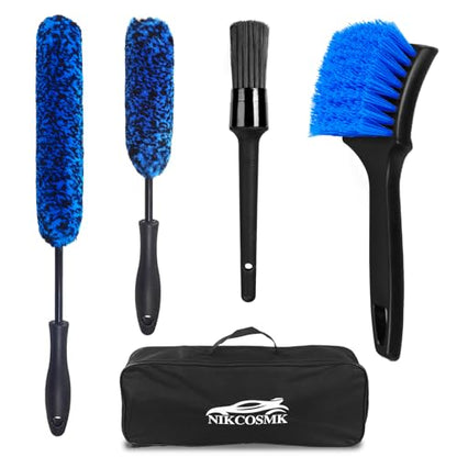 Wheel Brush, Wheel & Rim Cleaner Brush, Tire Brush, Wheel Cleaning Brush, Bendable & Durable Car Wheel Brush Set, Car Detailing Brushes, Wheel Brushes for Cleaning Wheels - color: Blue