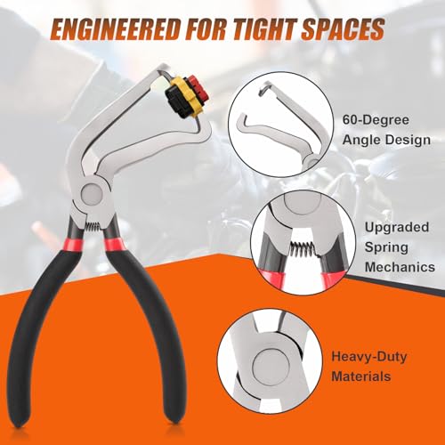 4PCS Electrical Disconnect Pliers Kit, Professional Electrical Connector Removal Tool, Automotive Electrical Terminal Connector Separator Removal Tool, for Cars Sensors, Coils, Fuel Injectors