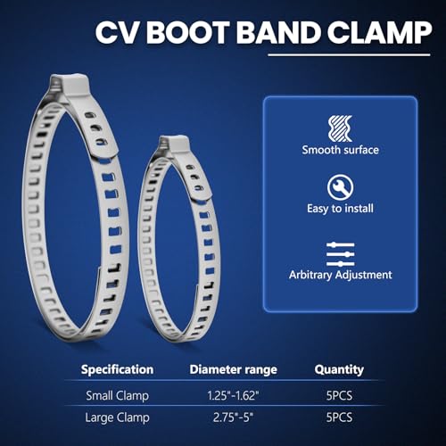 CV Boot Clamp Pliers Kit,Electrical Disconnect Pliers Fuel Filter Caliper with 10PCS Stainless Steel CV Boot Band Clamps