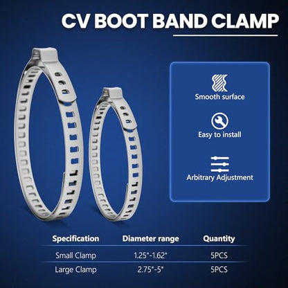 CV Boot Clamp Pliers Kit,Electrical Disconnect Pliers Fuel Filter Caliper with 10PCS Stainless Steel CV Boot Band Clamps