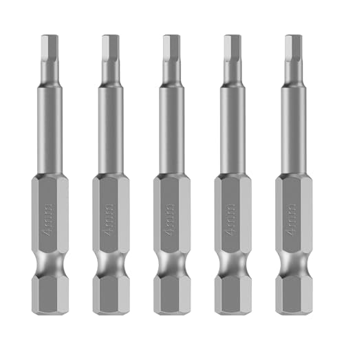 5 Pcs H4 S2 Steel Hex Bit, 4mm, 50mm Length, 1/4" Shank | Magnetic Hex Allen Wrench Screwdriver Bit, 1/4" Hex Shank, Impact Driver Bit for Furniture, Auto Repair & DIY - size: H4, style: 50mm