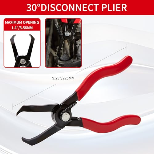6PCS Fuel Line Disconnect Tool Set, Fuel Line Disconnect Tool Set | High-Carbon Steel，Fuel Filter Caliper, 30-Degree Disconnect Plier, Hose Clamp Plier & Panel Clip Remover with Storage Bag