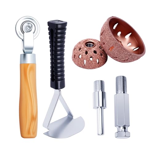 Tire Repair Patch Tools,42 mm 55 mm Tire Tungsten Steel Buffing Wheels Tire Patch Roller Scraping Cutter Kit for Car Tire Grinding Polishing - color: 6PCS