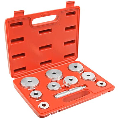 Powerbuilt 10 Pc. Master Bearing Race and Seal Driver Kit – Includes 9 Precision Wheel Inserts (1.565" to 3.180") for Easy Installation and Removal of Races and Seals – 948004