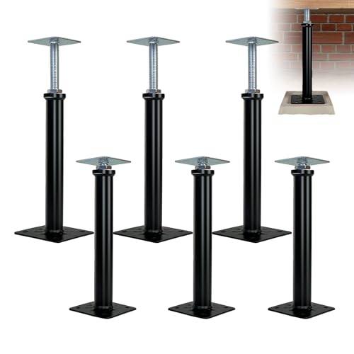 (6-Pack) 11"-16" House Floor Jacks for Leveling, 6,600 lbs Heavy Duty Adjustable Jack Post, Galvanized & Painted Permanent Basement Support Posts for Crawl Space, Joists, Beams and Foundations - size: 11‘’-16‘’（6 pack）