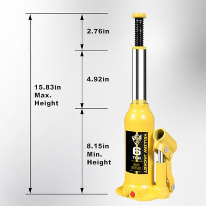 YELLOW JACKET 6 Ton Muti-Directional Welded Bottle Jack(12,000lb) for Car, Pickup, Truck, RV, Auto Repair - size: 6 ton muti-directional