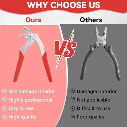 Car Clip Pliers, Upgraded Panel Clip Removal Pliers, Professional Auto Clip Removal Pliers for Remove Plastic Fasteners, Door Panels, Interior Trim Panels, Roof Clips, Damage-Free Disassembly