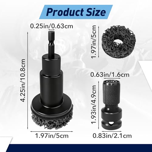 9 PCS Wheel Hub Cleaning Tool, Brake Hub Cleaning Kit Includes 5 Pads, Compatible with Electric Drills or 1/2" Impact Wrenches, Suitable for Car & Truck - color: 9-PACK