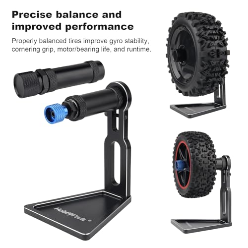 HobbyPark Aluminum RC Tire Balancer 12mm 17mm Hex Wheels Balancer Tools Compatible with Traxxas Axial Arrma Tamiya HPI Redcat 1/8 1/10 RC Crawler Car Truck On Road Touring Drifting