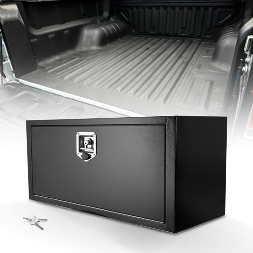 BLACKHORSE-RACING Black Steel Underbody Truck Tool Box with T-Handle Latch Smooth Surface Truck Tool Box for Underbed of Truck, Trailer, Rv 36"(L) x 14"(W) x 16"(H)-Black - size: 36" x 14" x 16"