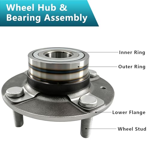512194 Rear Wheel Bearing Hub Assembly for 2005-2009 Kia Spectra Spectra5 | Hub for Hyundai Elantra 2001-2006, Non-ABS, Eliminates Noise, Fixes ABS & Hub Issues, Simple Installation, Direct Bolt-On - size: 512194