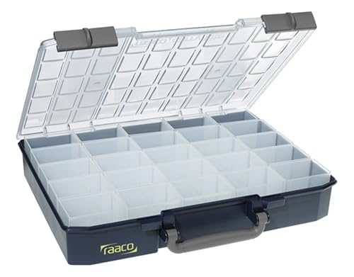 Raaco CarryLite 80 Small Parts Organizer, 25 Inserts, with Accessories | 3.2 Inch Height, Anti-Mix U-Profile Lid for Screws, Bolts & Nuts, Secure Sliding Lock, 25 Inserts, For workshop and garage - size: Deep-25 Inserts, style: Single Pack