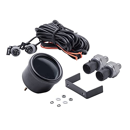 Dual Display Air Suspension Gauge Air Ride Air Pressure Gauge 2Inch 0-220PSI with 2Pcs 1/8NPT Sensors and 16.5ft Sensor Cable LCD Red - color: Red