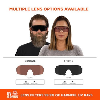 Ergodyne Skullerz AEGIR Anti Fog, Anti Scratch Safety Sunglasses, High Contrast Color Enhancing Lenses, ANSI z87.1 - color: High Contrast Bronze Lens