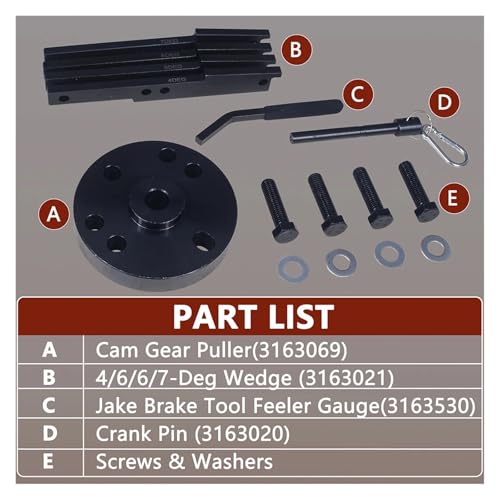 Cam Timing Tool Kit Engine Brake Adjustment With 4/5/6/7 Degree Wedge Compatible With ISX QSX X15 Replace 3163020 3163069