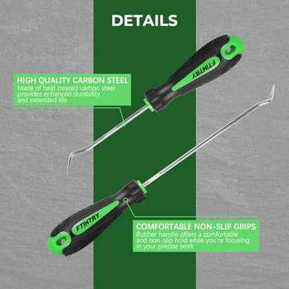 FTIHTRY 8PCS Pick and Hook Set, Precision Automotive Hook Set, Car Auto Oil Seal/O-Ring Seal Gasket Mini Precision Hooks Puller Remover (Green)