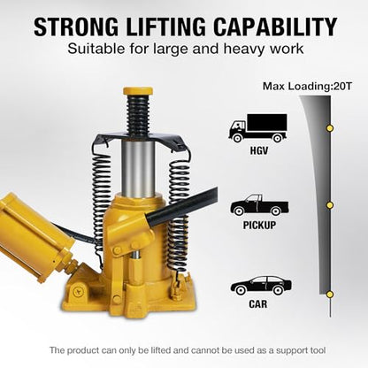 YELLOW JACKET Low Profile 20 Ton Air Bottle Jack 20 Ton with Aluminum Alloy Pump and Unique Slow Release Equipment